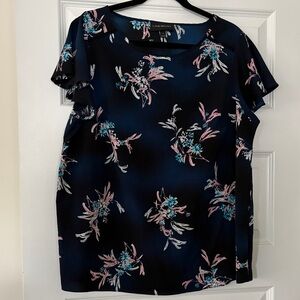 Lane Bryant Dark Blue Floral Blouse